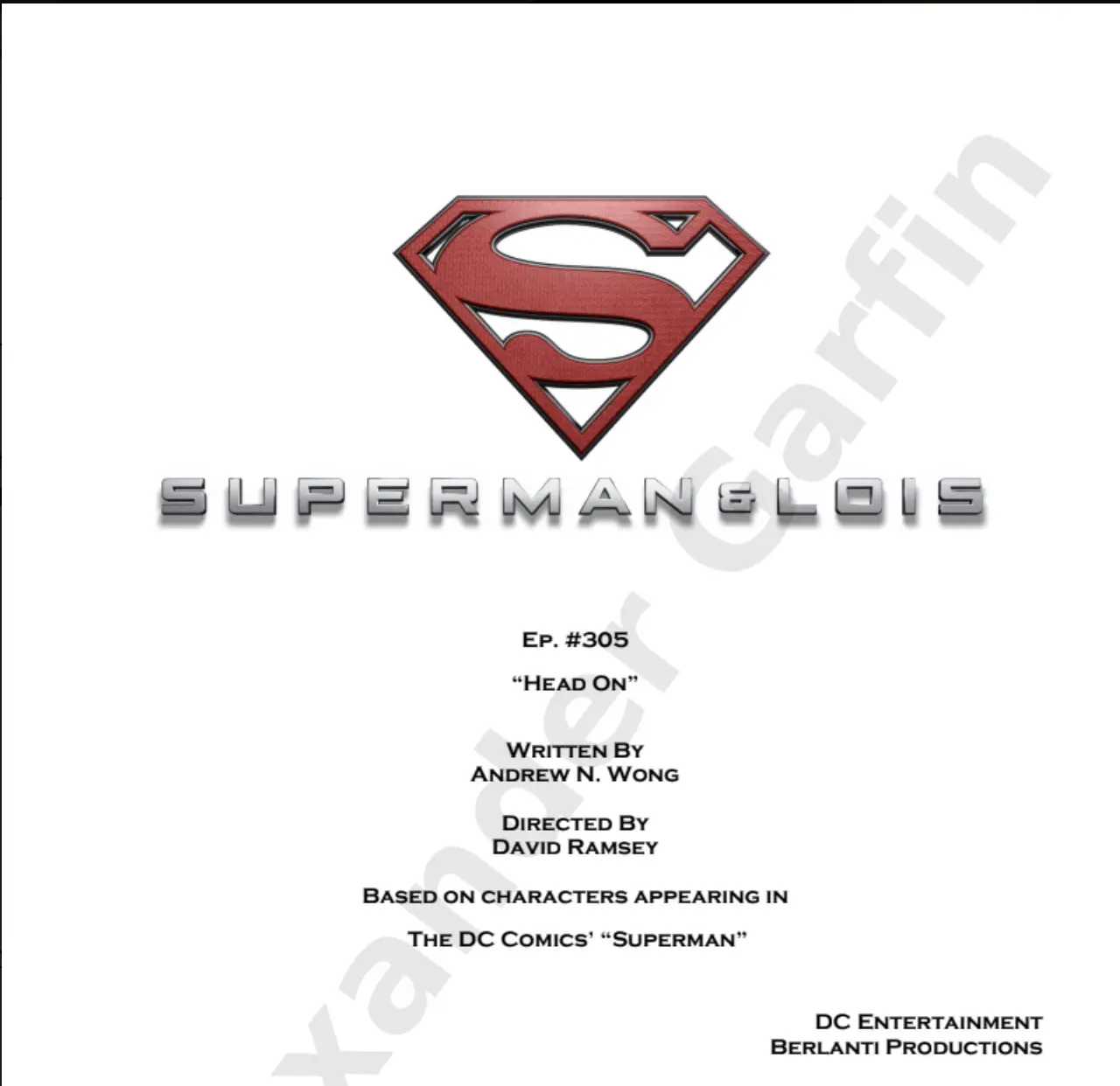 A superman movie script cover with the logo of the film.